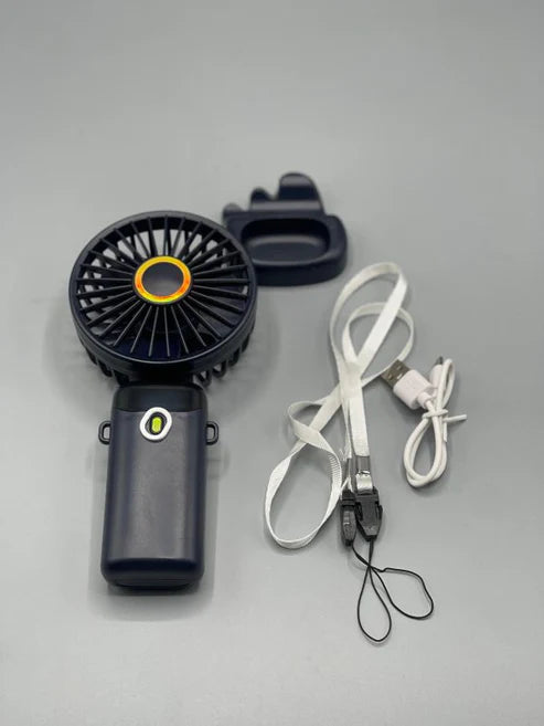 X5 Portable LED Digital Display Fan – Rechargeable Mini Handheld Fan with 5 Speeds & Phone Stand