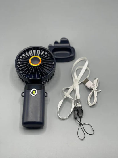 X5 Portable LED Digital Display Fan – Rechargeable Mini Handheld Fan with 5 Speeds & Phone Stand